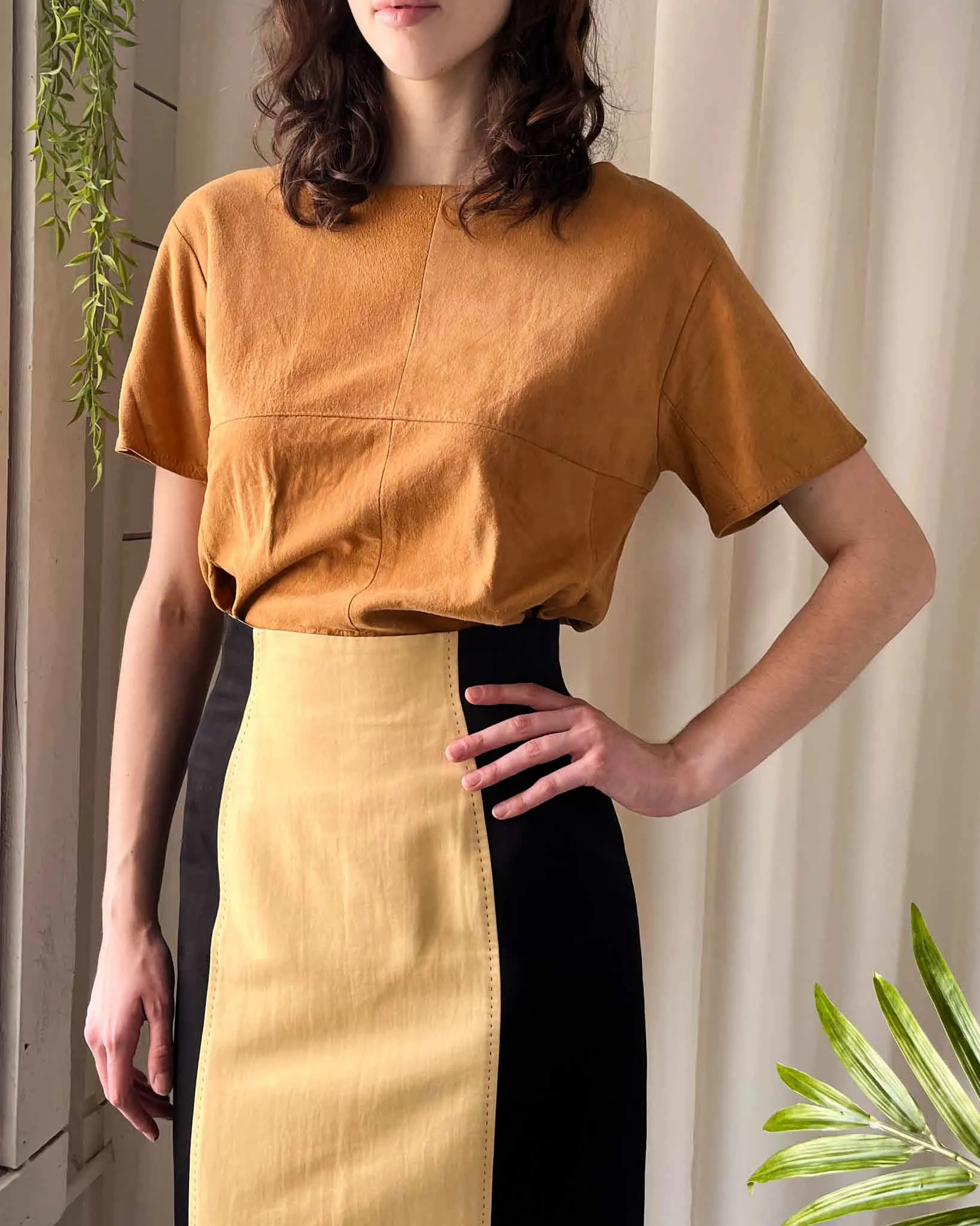 90s Soft Suede Leather Top | S-M