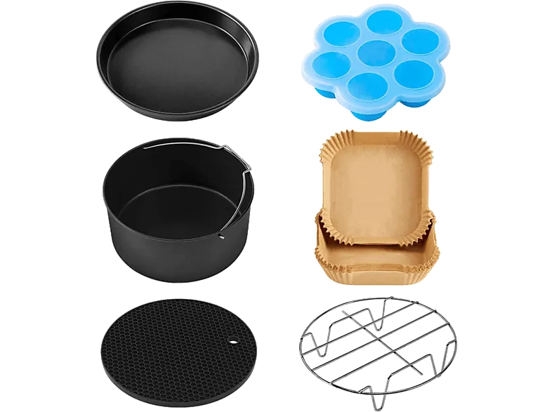Accesorio freidora - Cosori KOSA0008EUN Chef Edition, Kit 6 piezas, Silicona, Acero inoxidable, Multicolor