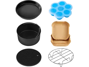 Accesorio freidora - Cosori KOSA0008EUN Chef Edition, Kit 6 piezas, Silicona, Acero inoxidable, Multicolor