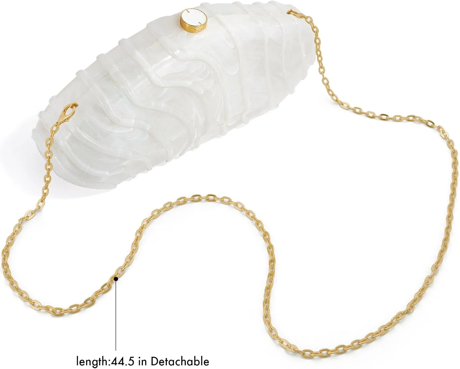 Acrylic Clutch Purse for Women Evening Bag, Irregular Shell Acrylic Purse Box Clutch with Chain for Party Wedding Prom