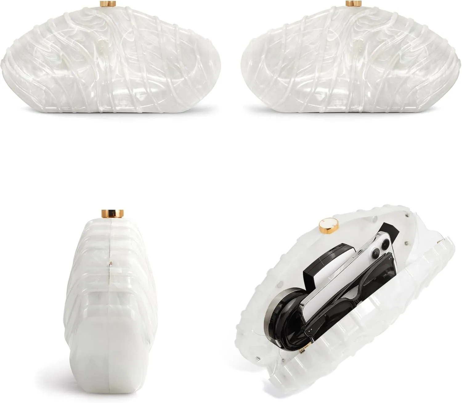 Acrylic Clutch Purse for Women Evening Bag, Irregular Shell Acrylic Purse Box Clutch with Chain for Party Wedding Prom