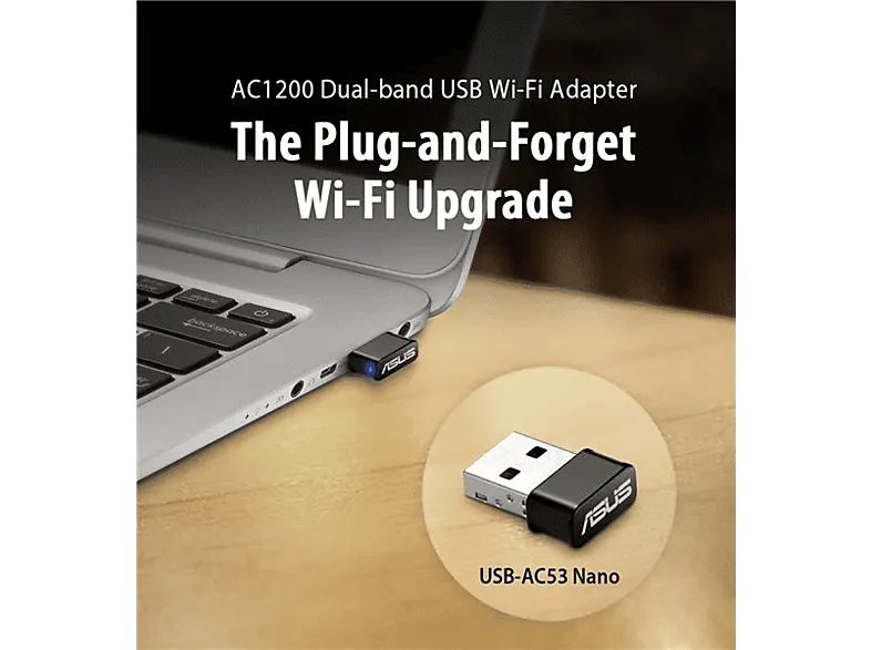 Adaptador de red inalámbrico - ASUS USB-AC53 Nano AC1200, Dual Band, MU-MIMO
