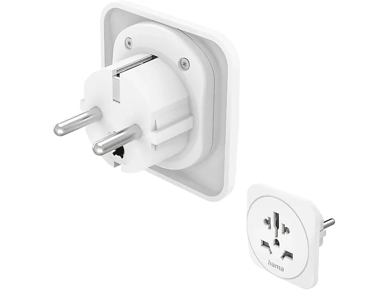 Adaptador enchufe - Hama Universal World, Tipo E, F y 3 pin, Blanco