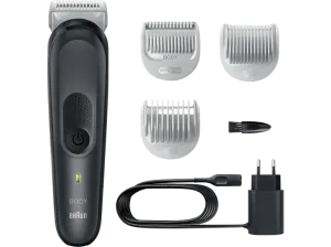 Afeitadora corporal – Braun 3 BG3340, Para hombres, Peine para zonas sensibles, Negro