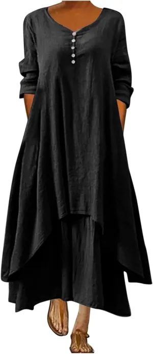 aihihe Maxi Dresses for Women 2024 Boho Dresses for Women 2024 Grandma of The Bride Dresses Black Holiday Dress Plus Size