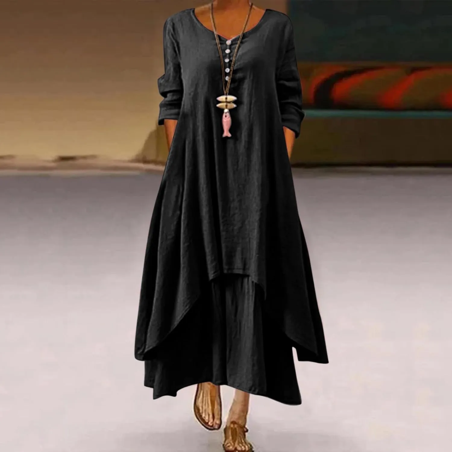 aihihe Maxi Dresses for Women 2024 Boho Dresses for Women 2024 Grandma of The Bride Dresses Black Holiday Dress Plus Size
