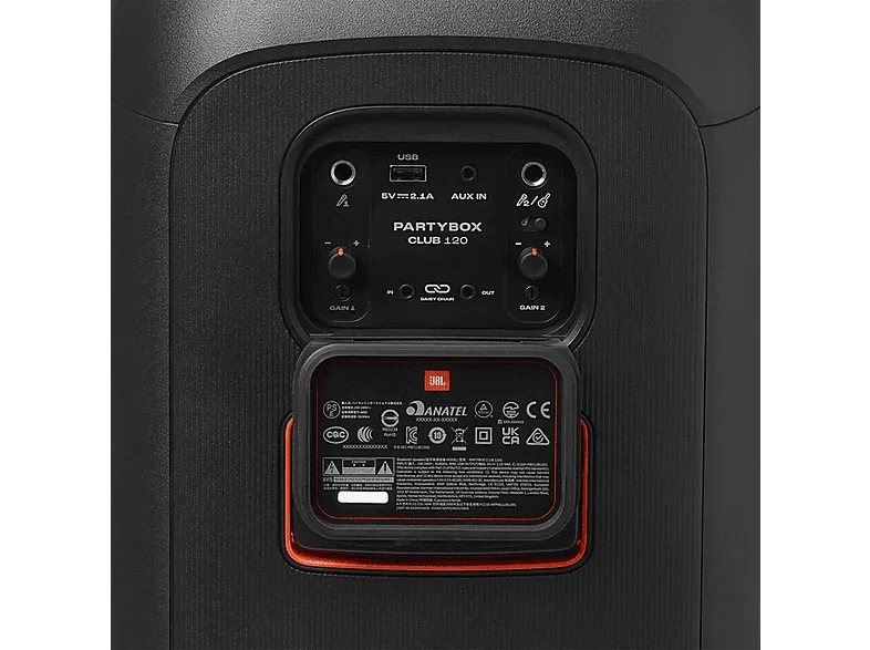 Altavoz de suelo - JBL PartyBox Club 120, Hasta 12h autonomía, 160 W, Negro