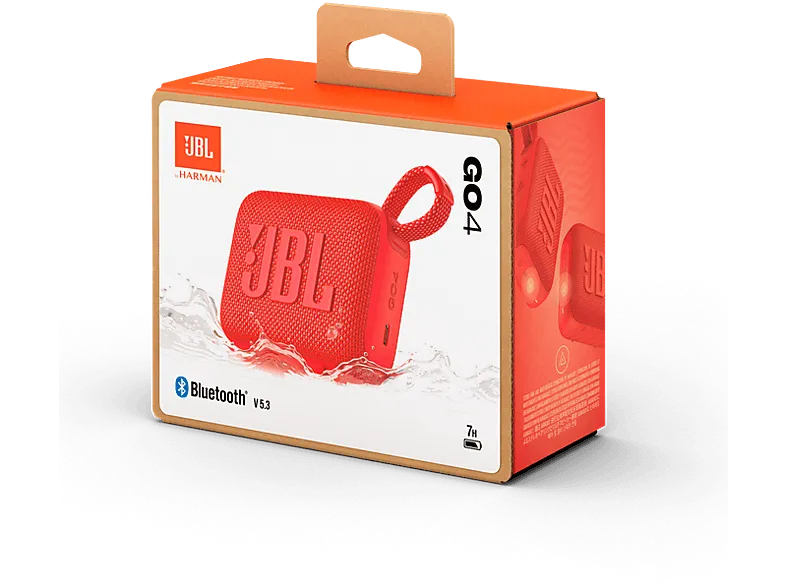 Altavoz inalámbrico - JBL Go 4, 4.2 W, Bluetooth, 7 h autonomía, Resistente al polvo y agua, Rojo