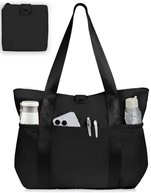 Buringer HOMESPON Large Foldable Beach Tote Bag for Women with Zipper Waterproof Handbag for Travel Shopping Gym Vacation