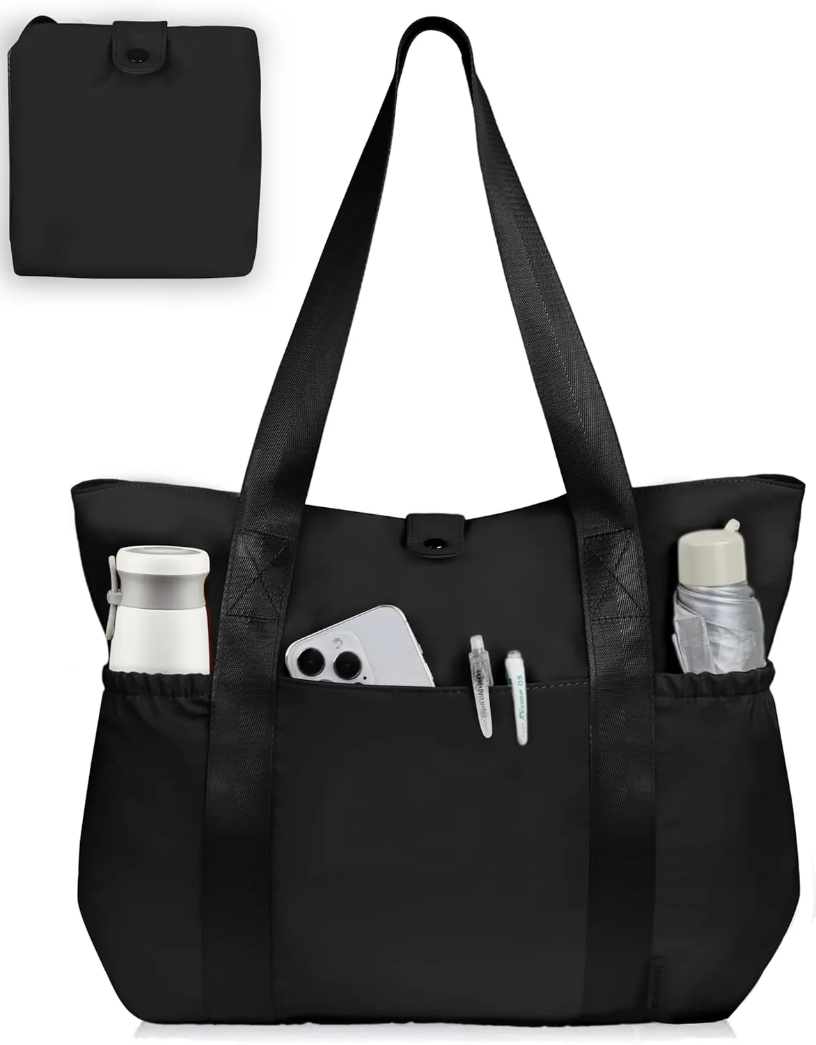 Buringer HOMESPON Large Foldable Beach Tote Bag for Women with Zipper Waterproof Handbag for Travel Shopping Gym Vacation