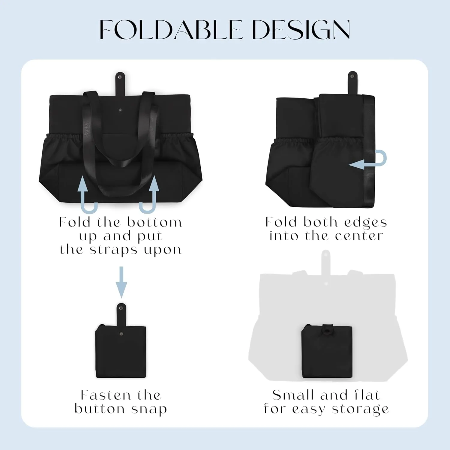 Buringer HOMESPON Large Foldable Beach Tote Bag for Women with Zipper Waterproof Handbag for Travel Shopping Gym Vacation