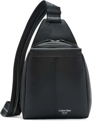 Calvin Klein Women's Myra Backpack for Women  Vegan Leather Convertible Sling Backpack, 2 Pockets, Black/Silver, One Size