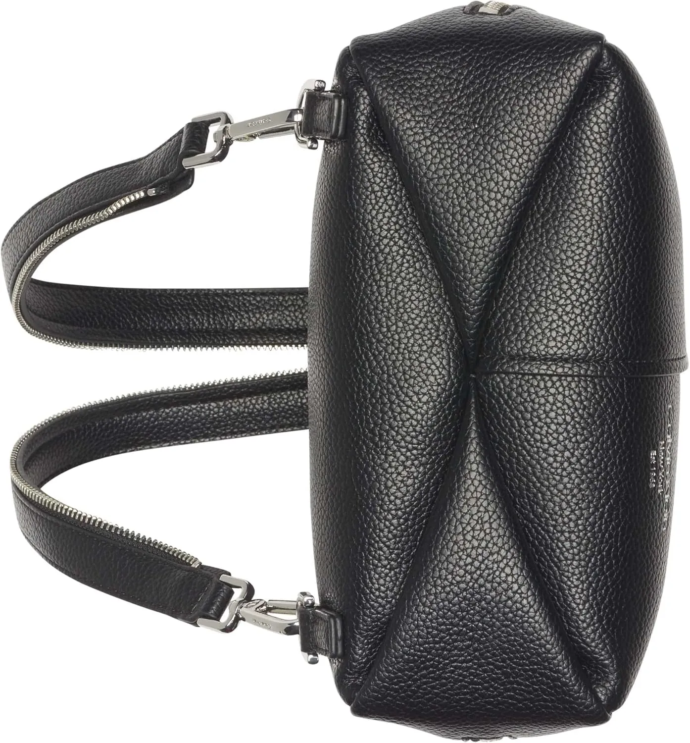 Calvin Klein Women's Myra Backpack for Women  Vegan Leather Convertible Sling Backpack, 2 Pockets, Black/Silver, One Size
