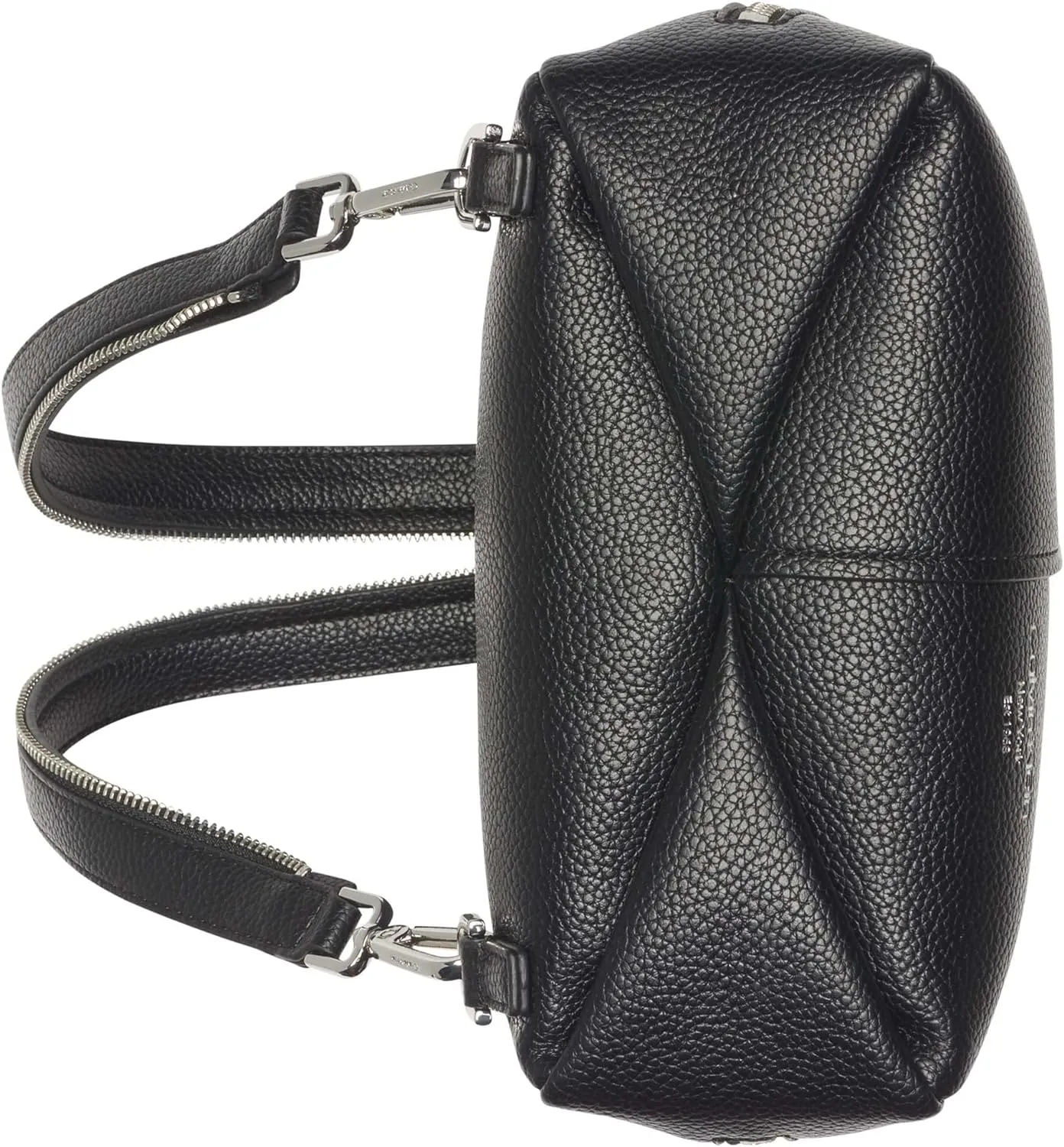 Calvin Klein Women's Myra Backpack for Women  Vegan Leather Convertible Sling Backpack, 2 Pockets, Black/Silver, One Size