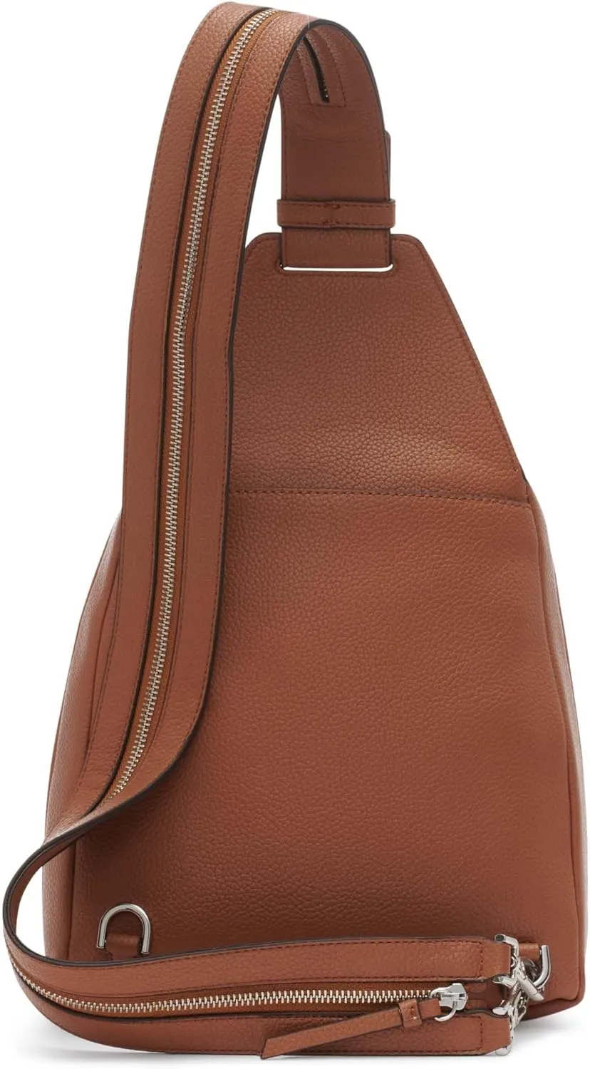 Calvin Klein Women's Myra Backpack for Women  Vegan Leather Convertible Sling Backpack, 2 Pockets, Caramel, One Size