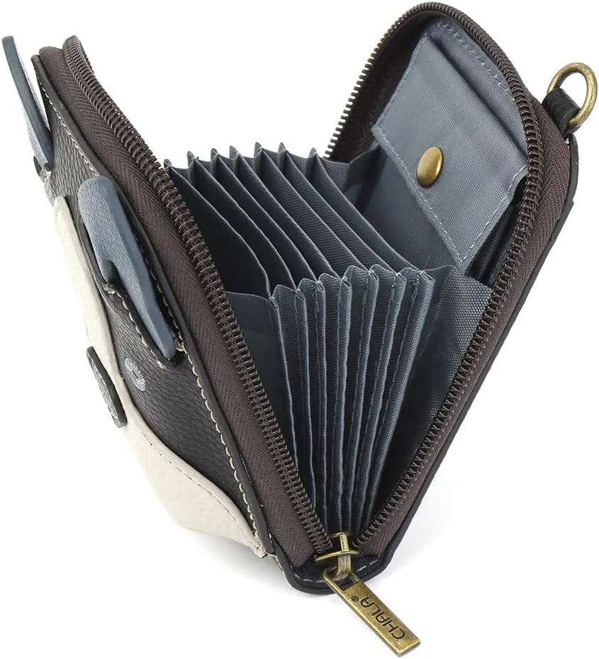 CHALA RFID Cute-C Credit Card Holder Wallet Wristlet - Women Faux Leather Cute-C with Strap