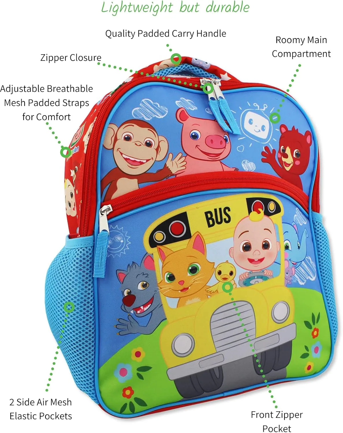 CoComelon Boys Girls 14 inch School Backpack (Blue, One Size)