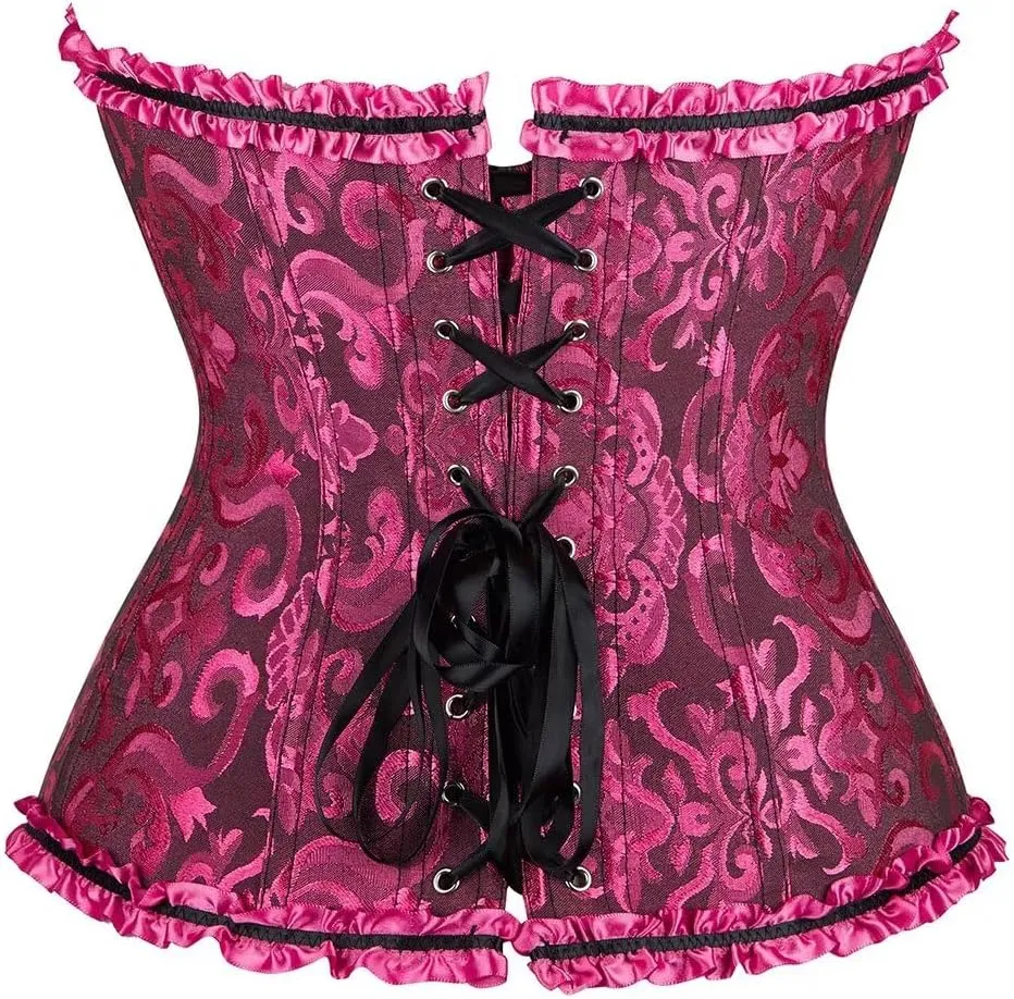 Corset Dress Top Bustier for Women Lace up Brocade Classic Floral Plus Size
