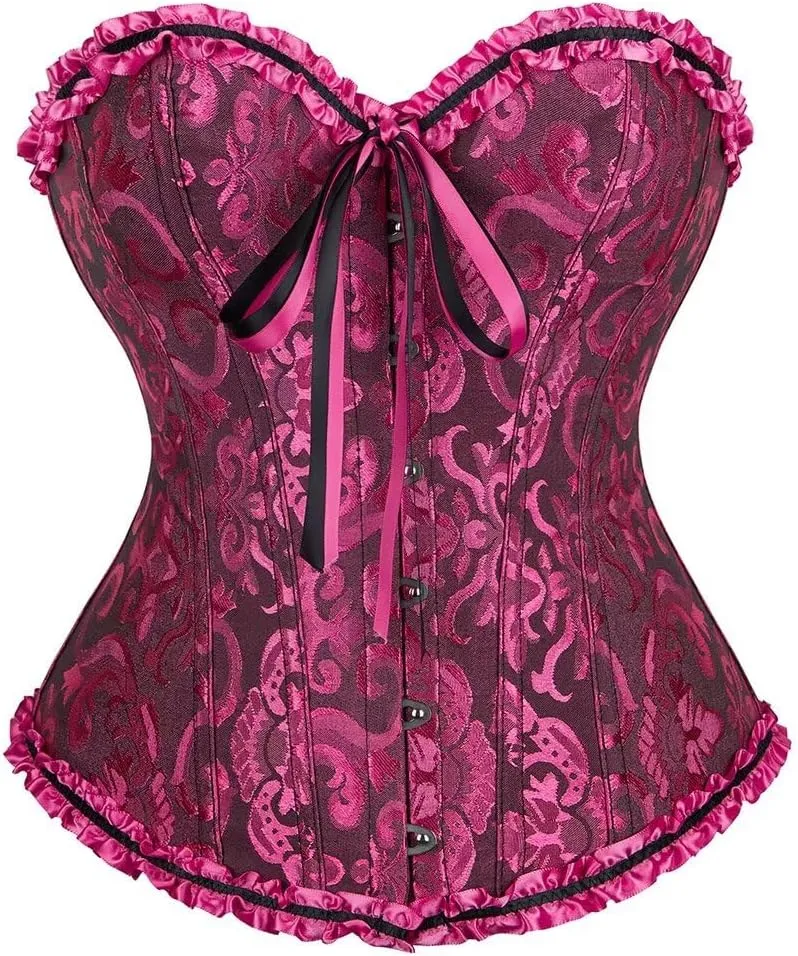 Corset Dress Top Bustier for Women Lace up Brocade Classic Floral Plus Size