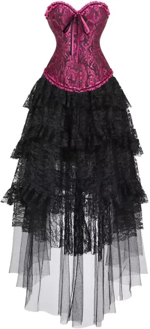 Corset Dress Top Bustier for Women Lace up Brocade Classic Floral Plus Size