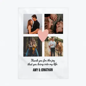 Custom Photo Heart Blanket With Names