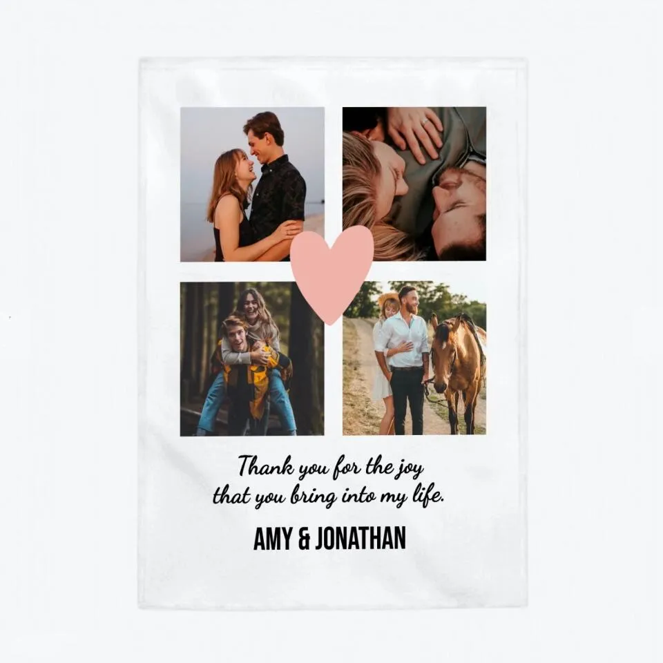 Custom Photo Heart Blanket With Names