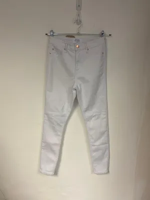 Denim white skinny jeans - high rise, Miss Selfridge, Size 10 (Elastane, Cotton, Polyester)