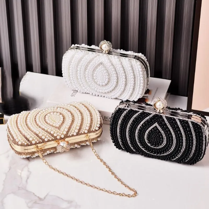 French Creativity Clutch Purses Imitation Pearls Miss Evening Bag