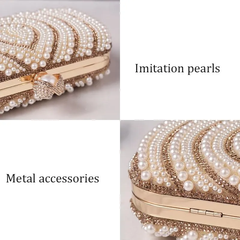 French Creativity Clutch Purses Imitation Pearls Miss Evening Bag