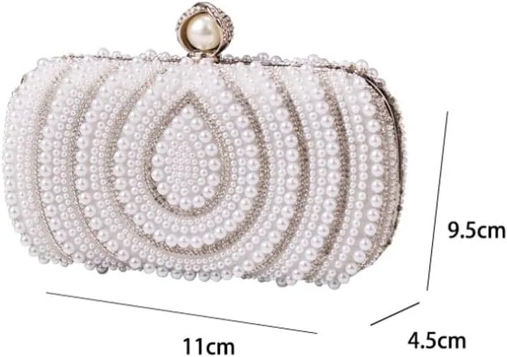 French Creativity Clutch Purses Imitation Pearls Miss Evening Bag
