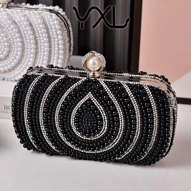 French Creativity Clutch Purses Imitation Pearls Miss Evening Bag