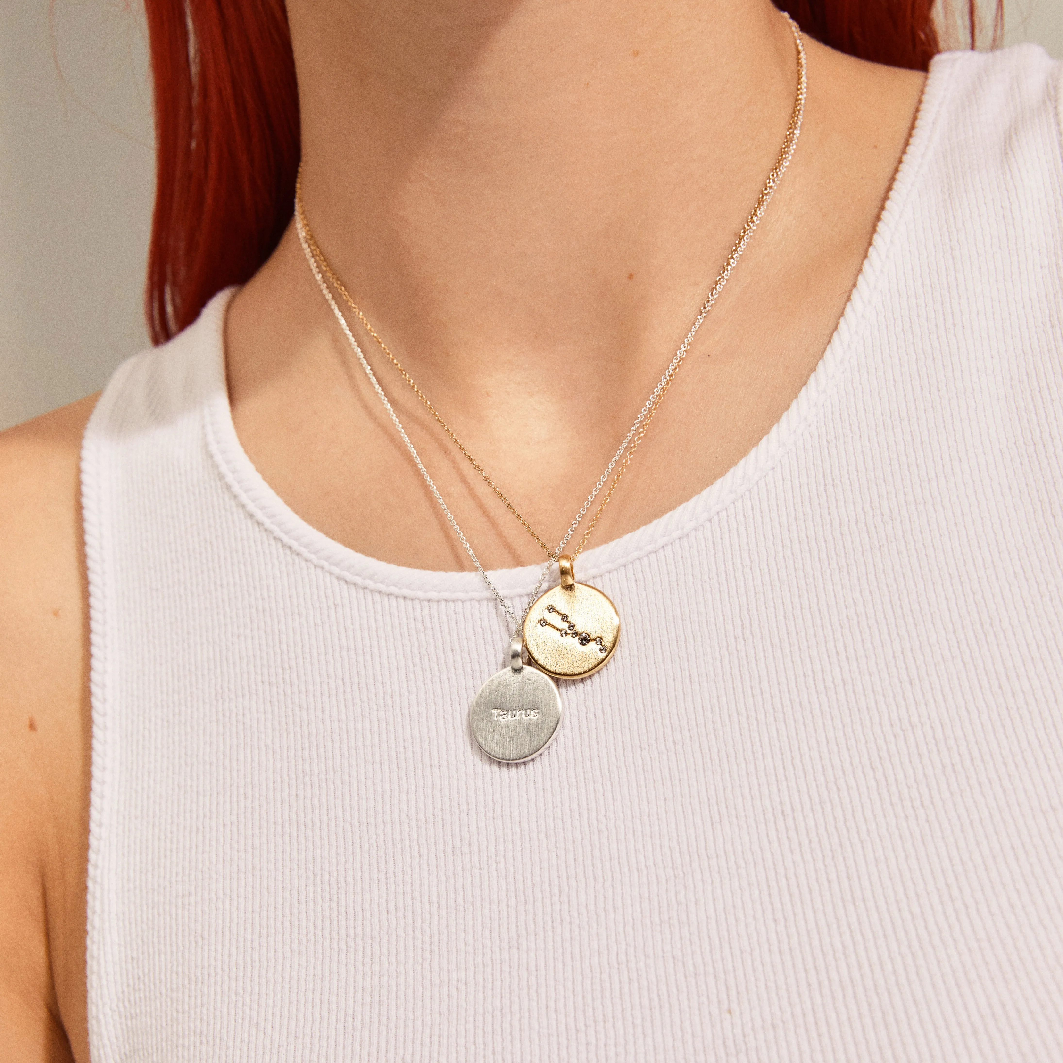 GEMINI Zodiac Sign Coin Necklace, gold-plated