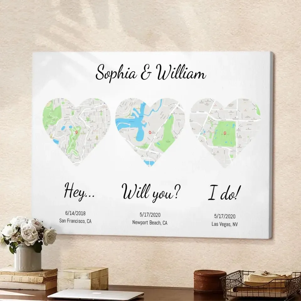 Heart Maps for Married Couples - Personalized Wall Art