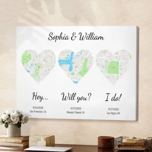 Heart Maps for Married Couples - Personalized Wall Art
