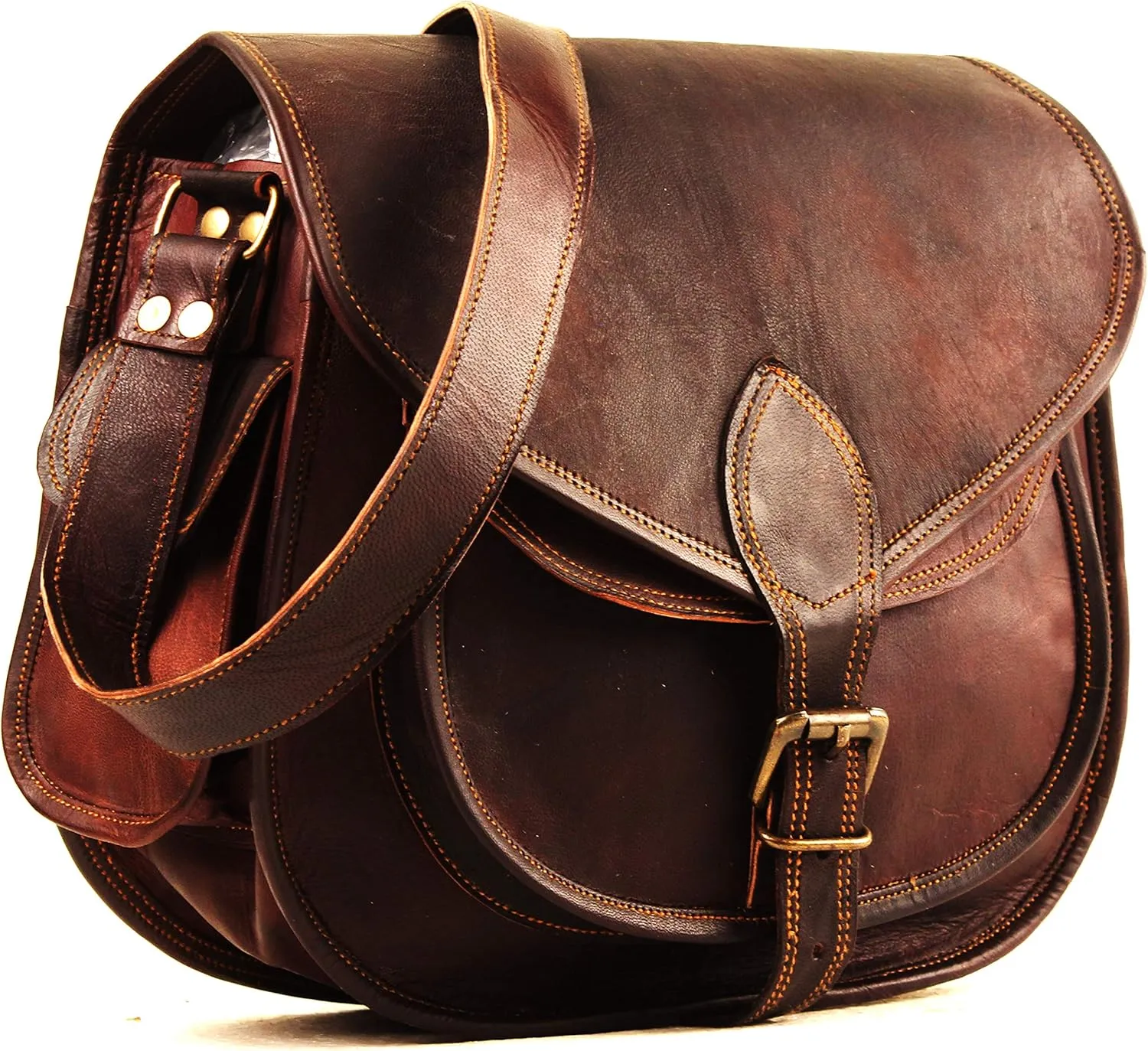 Leather Crossbody Purse for Women - Small Vintage Look Handbag | Satchel | Diaper Bag for Ladies