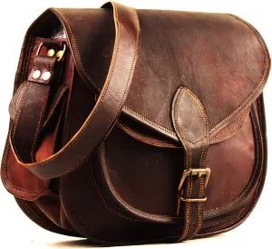 Leather Crossbody Purse for Women - Small Vintage Look Handbag | Satchel | Diaper Bag for Ladies