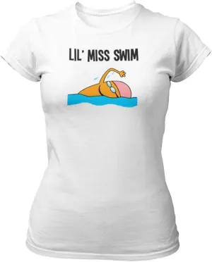 Lil Miss Swim - Womens Swimming Gift Organic Cotton T-Shirt