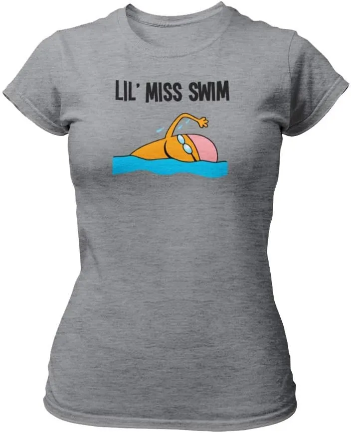 Lil Miss Swim - Womens Swimming Gift Organic Cotton T-Shirt