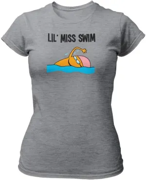 Lil Miss Swim - Womens Swimming Gift Organic Cotton T-Shirt