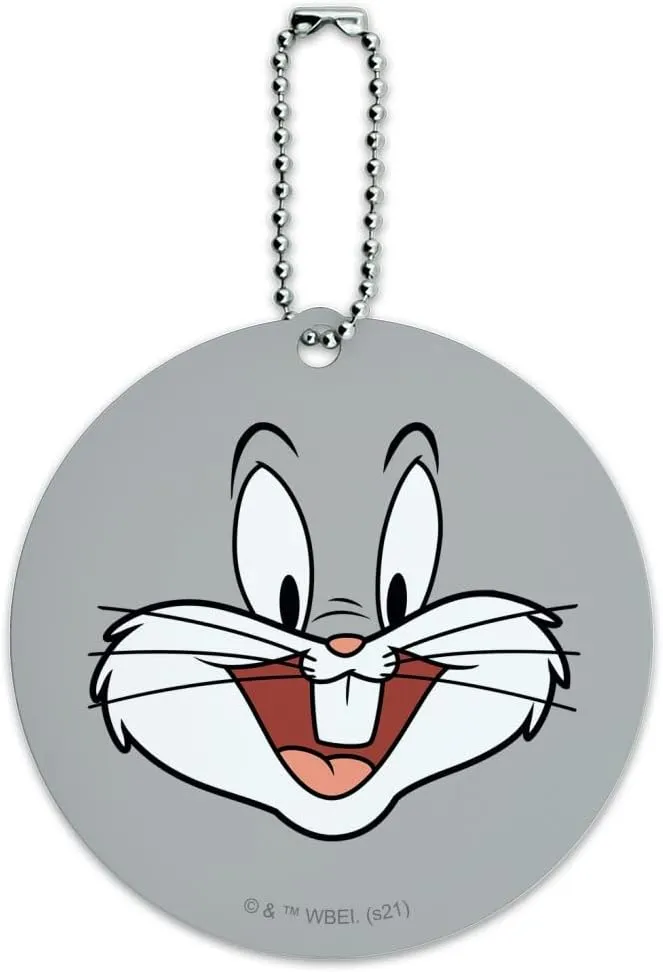Looney Tunes Bugs Face Round Luggage ID Tag Card Suitcase Carry-On