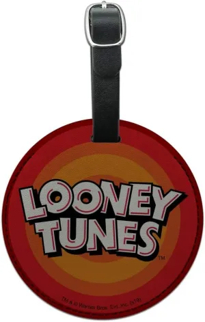 Looney Tunes Logo Round Leather Luggage Card Suitcase Carry-On ID Tag