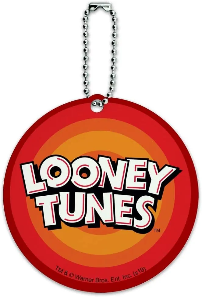 Looney Tunes Logo Round Luggage ID Tag Card Suitcase Carry-On