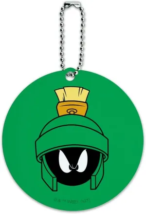 Looney Tunes Marvin Face Round Luggage ID Tag Card Suitcase Carry-On