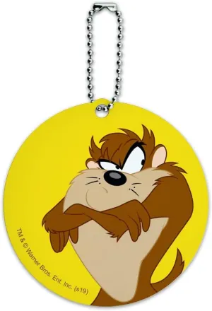 Looney Tunes Taz Round Luggage ID Tag Card Suitcase Carry-On
