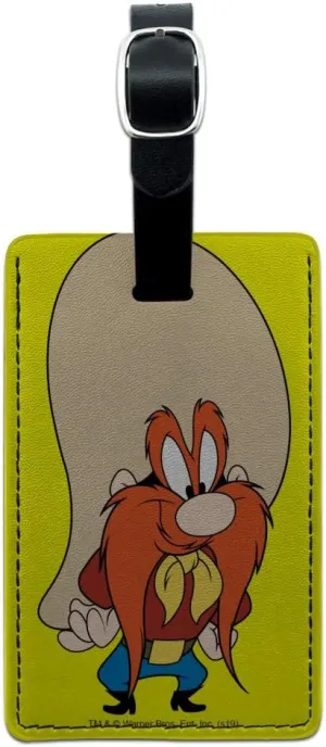 Looney Tunes Yosemite Sam Rectangle Leather Luggage Card Carry-On ID Tag