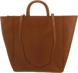 Lucky Brand Womens Sina Panel Leather Tote Handbag Tan Extra Large