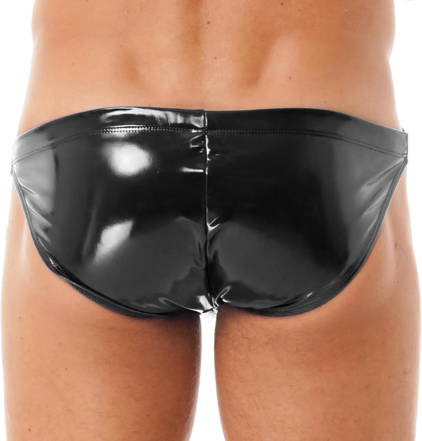Men PVC Leather Pouch Panties Bikini Briefs Underwear Latex Wet Look Low Rise Shorts Underpants