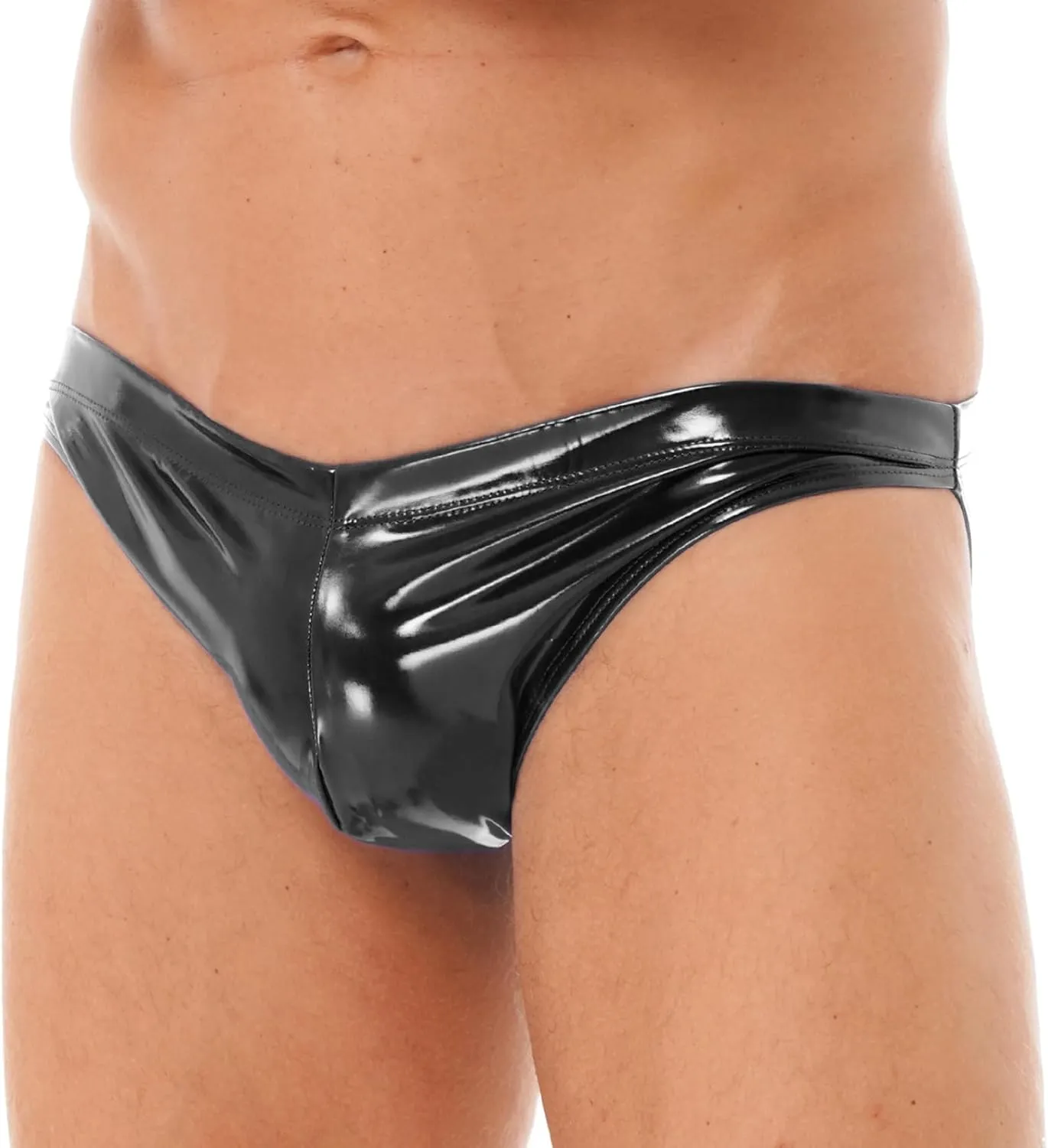 Men PVC Leather Pouch Panties Bikini Briefs Underwear Latex Wet Look Low Rise Shorts Underpants