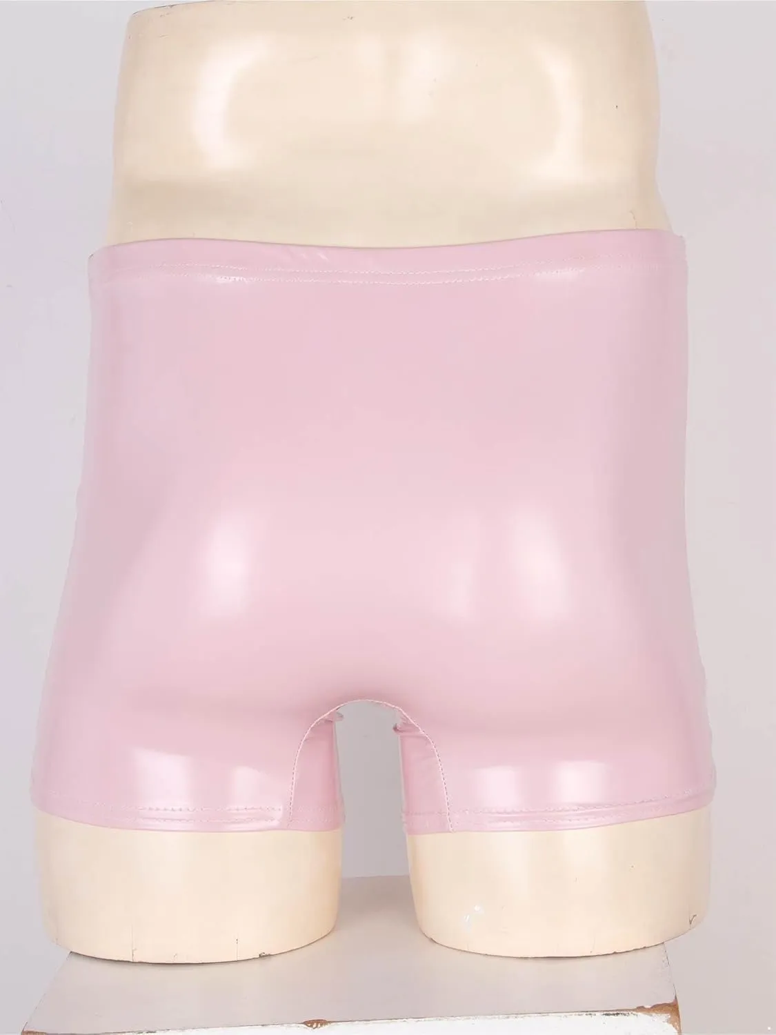 Mens Wet Look Patent Leather Shorts Bulge Pouch Boxer Brief Low Waist Shiny Clubwear