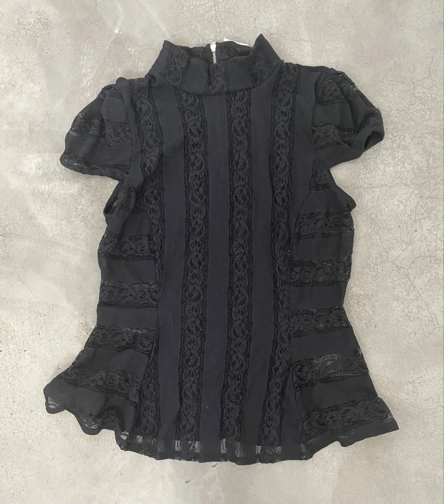Miss Selfridge Lace Cap Sleeve Peplum Top